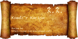 Komár Karina névjegykártya